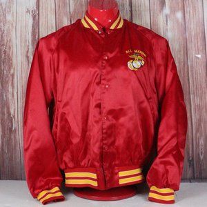Vintage Taylor Made All Marines USMC Military Varsity Athletic Jacket Red VTG